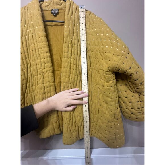 NWOT Neeru Kumar Rossi Quilted & Stitch Mustard Yellow Jacket Cardigan Women's L - Picture 9 of 11